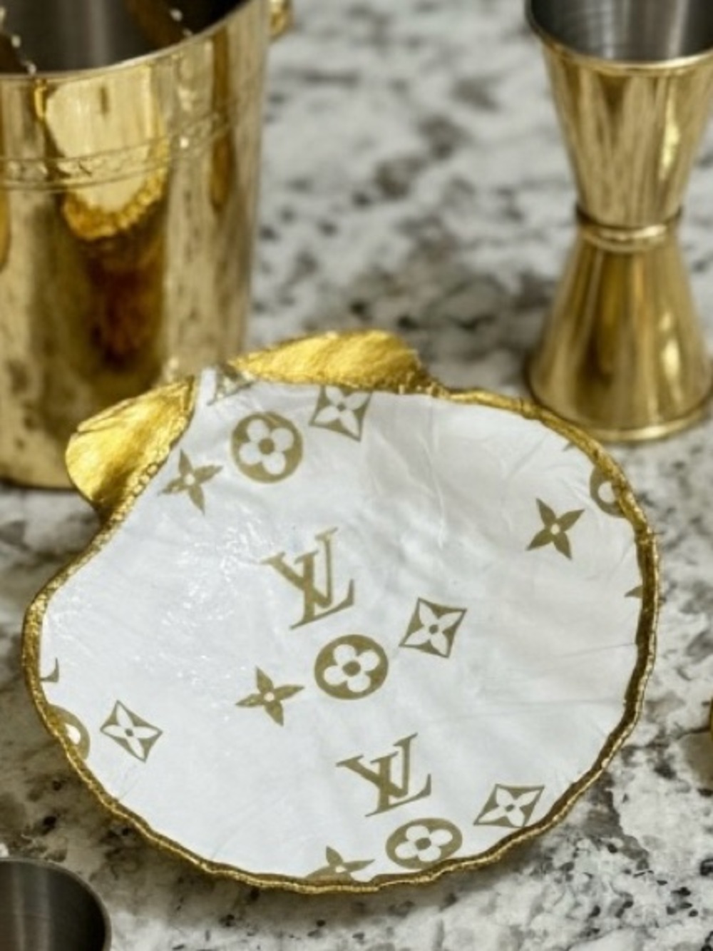 Hand Crafted Louis Vuitton Trinket Shell Dish